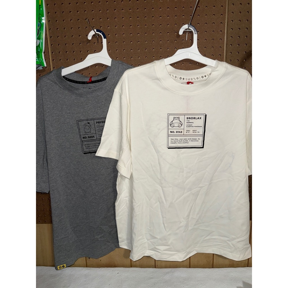 Pokemon Target Adult Trainer Shirt Lot 2 Psyduck Snorlax Gray White Mens Large L